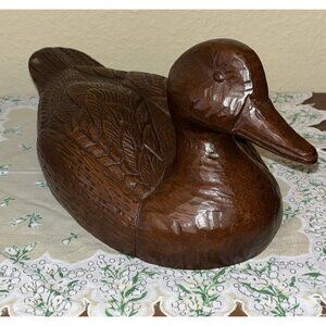 DUCK DECOY Simulated Wood Carved Detailed Doorstop Heavy 3.5 Pounds Woods Hunt